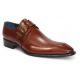 Duca Di Matiste "Garda" Brown Genuine Italian Calfskin Monk Strap Loafer Shoes.